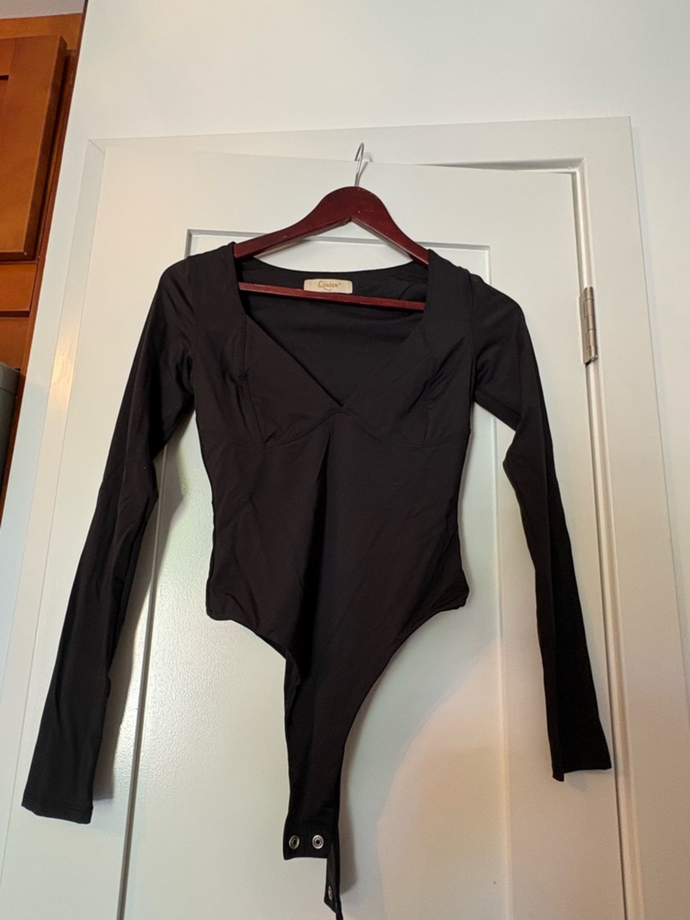 Aritzia Black Long Sleeve V-Neck Bodysuit